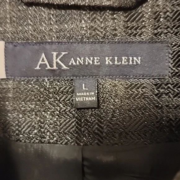 Anne Klein Black Checkered Belted Jacket - Picture 2 of 5